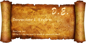 Devecseri Endre névjegykártya